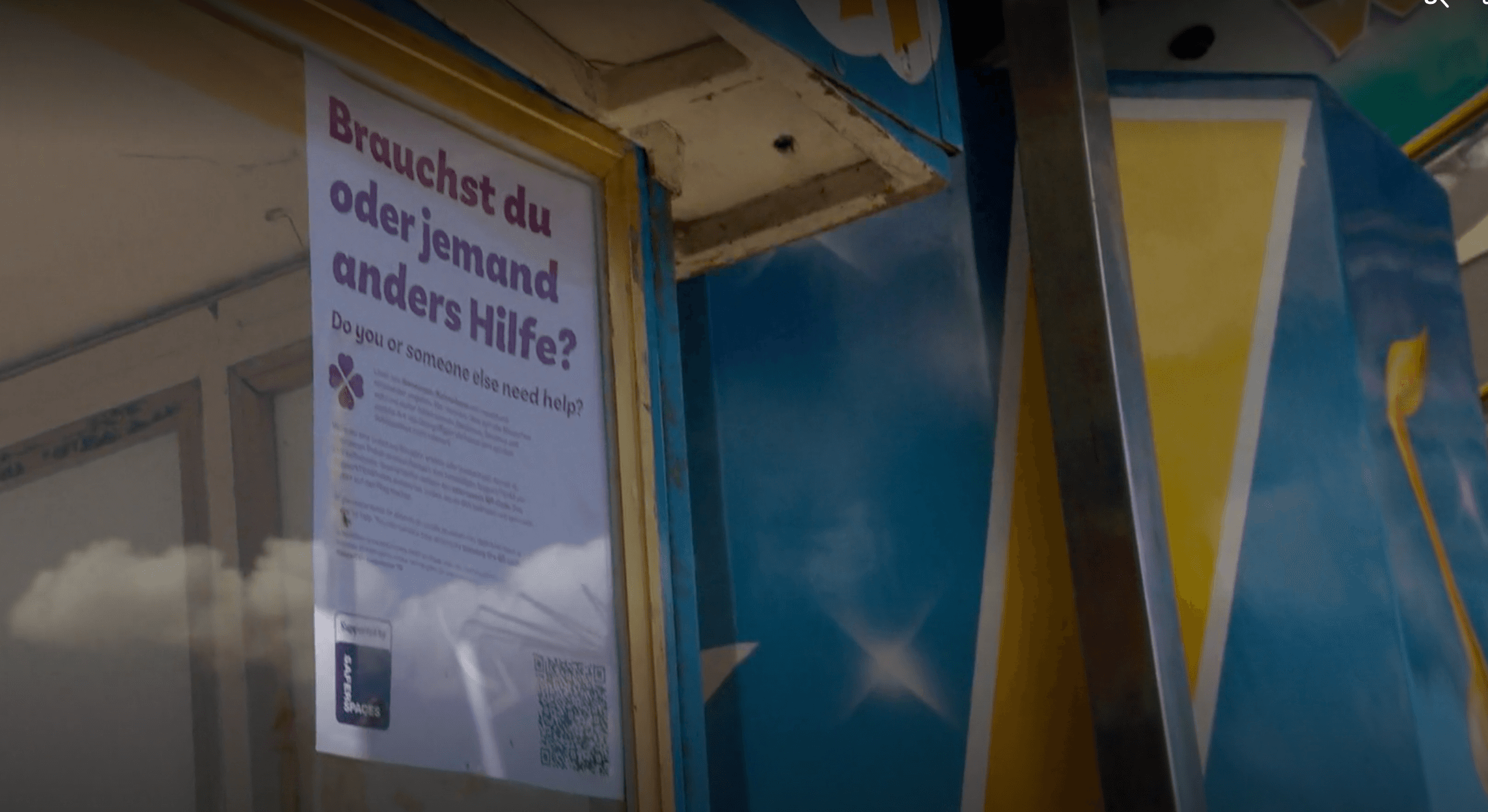 QR-code poster reading “Do you or someone else need help?” at the Hanover Schützenfest.